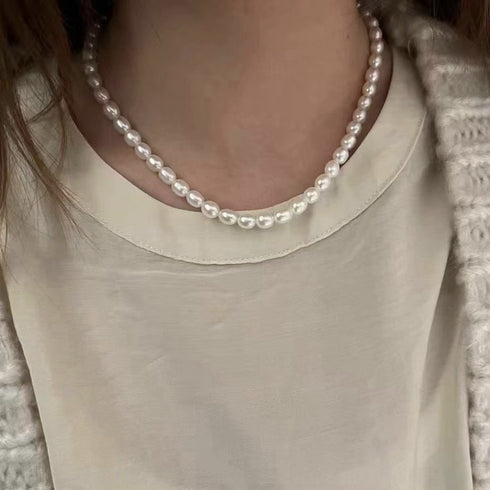 7-8mm Rice Pearl Removable Pendant Necklace - House Of Pearls